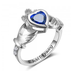 Birthstone Ring, Sterling Silver Personalized Engravable Ring JEWJORI102799